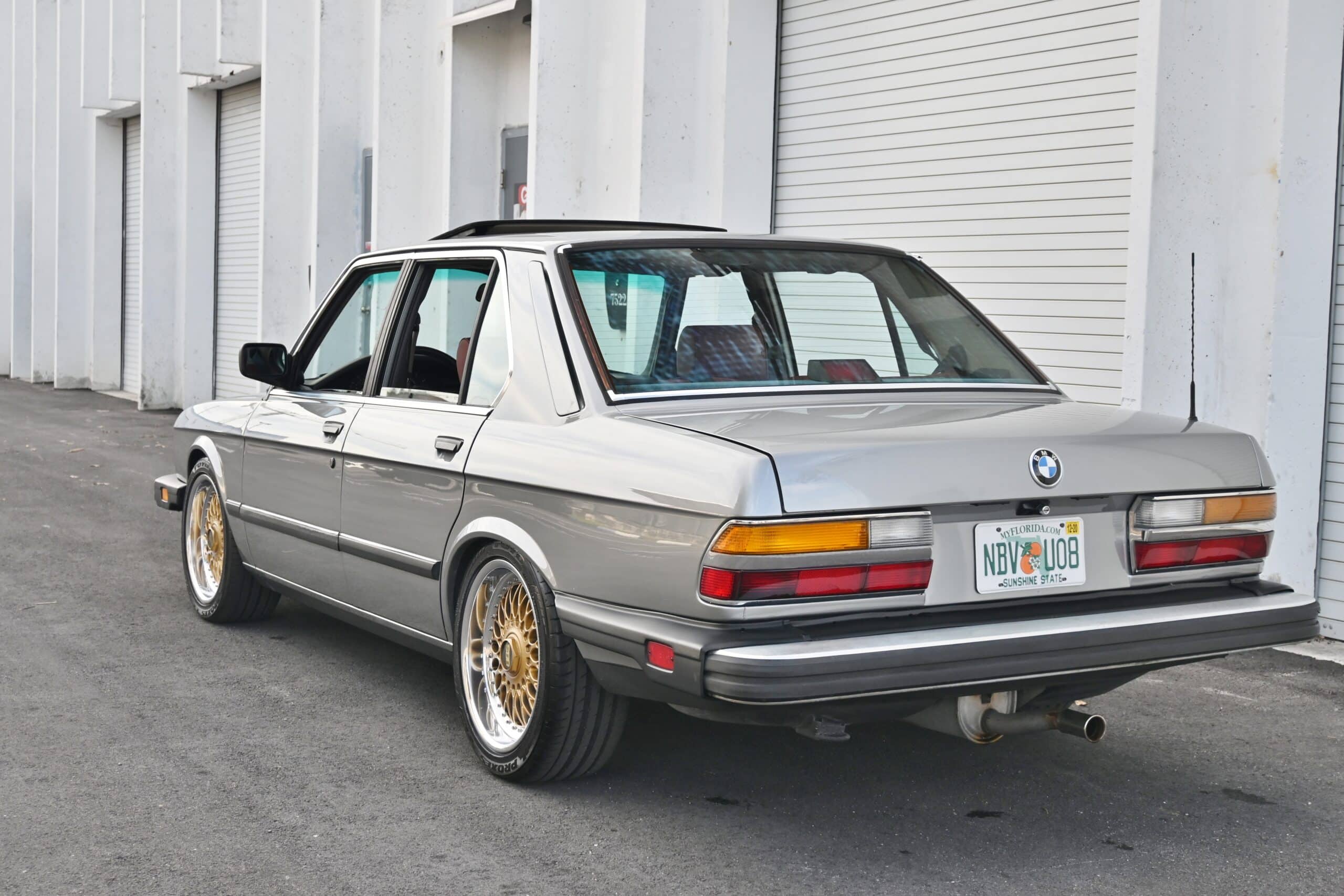 1987 BMW 528e, Manual 5-speed, Salmon Silver over red leather, Euro Height, BBS Wheels Just serviced. 