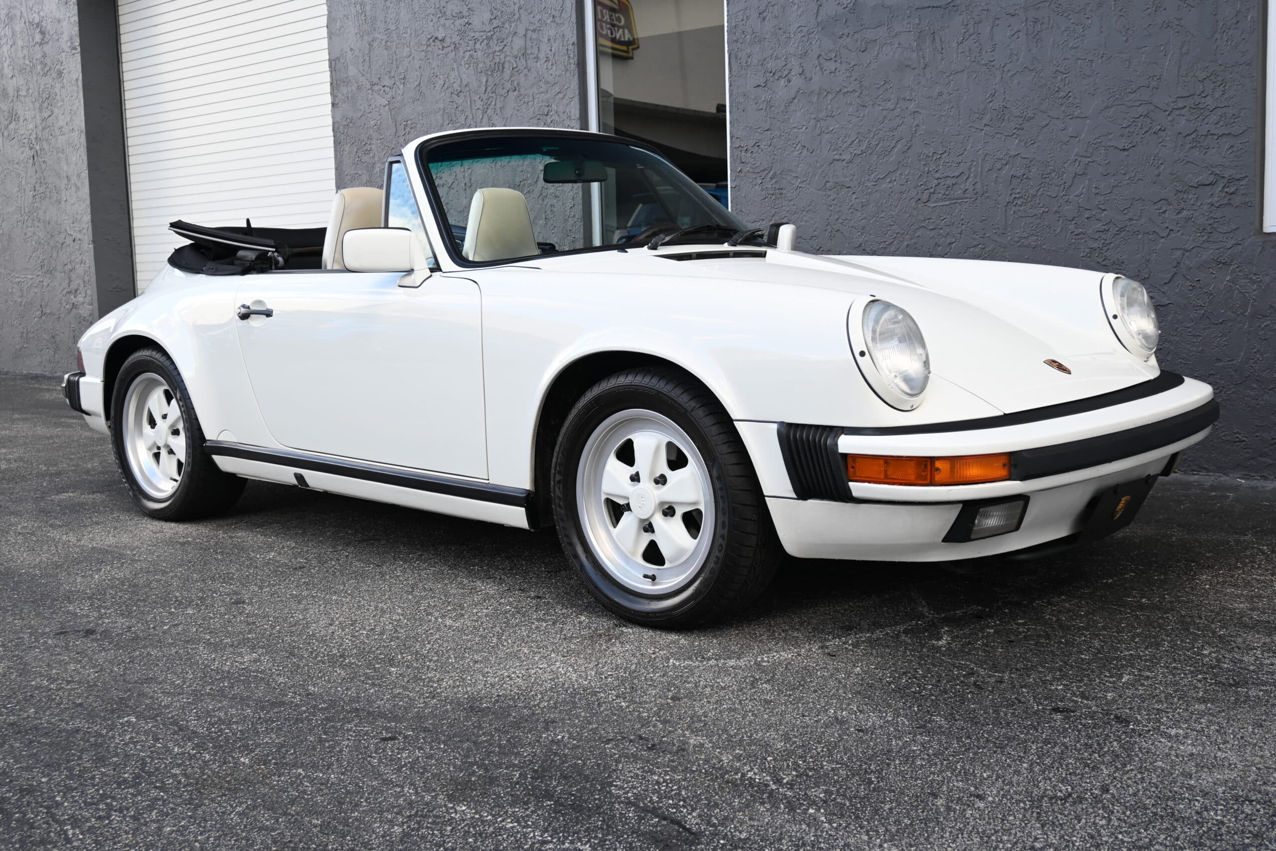 1988 Carrera Cabrio,G50, low miles with recent service at marque specialist, Iconic 1980’s color combo, outstanding condition, tools.