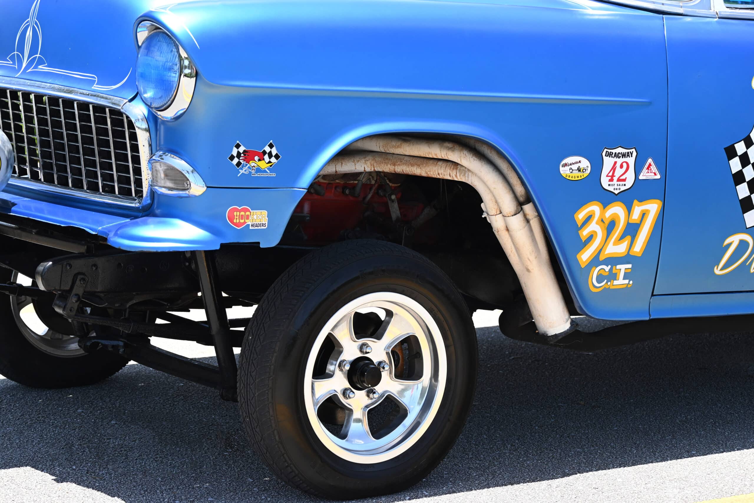1955 Chevrolet 210 Old school “GASSER’’ 327 cubic inch and 4 speed Muncie transmission and 12 bolt posi diff – front disk brakes with corvette master cylinder