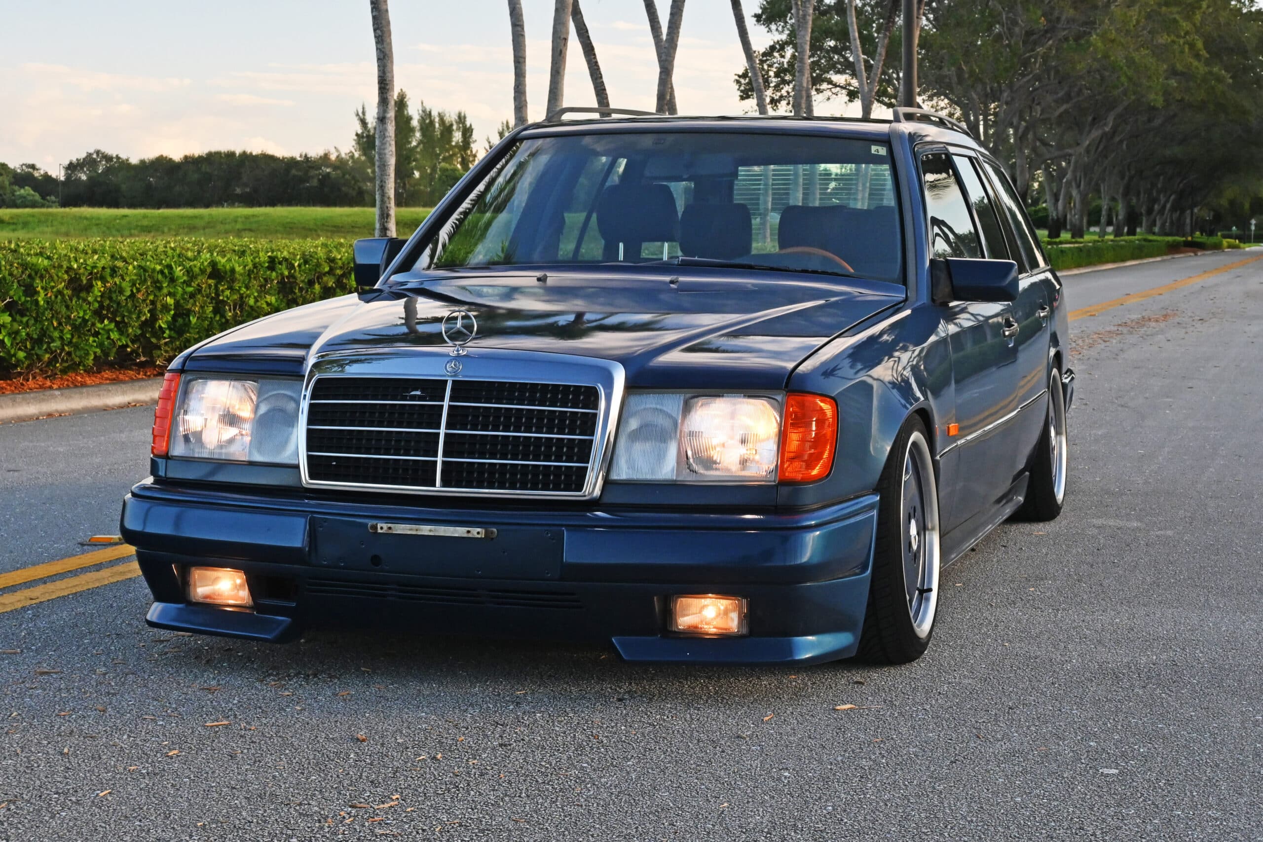 1991 Mercedes 300TE, Rare Nautical Blue, AMG wheels, Body with AMG styling, fresh Coilover suspension, slick top, rust free