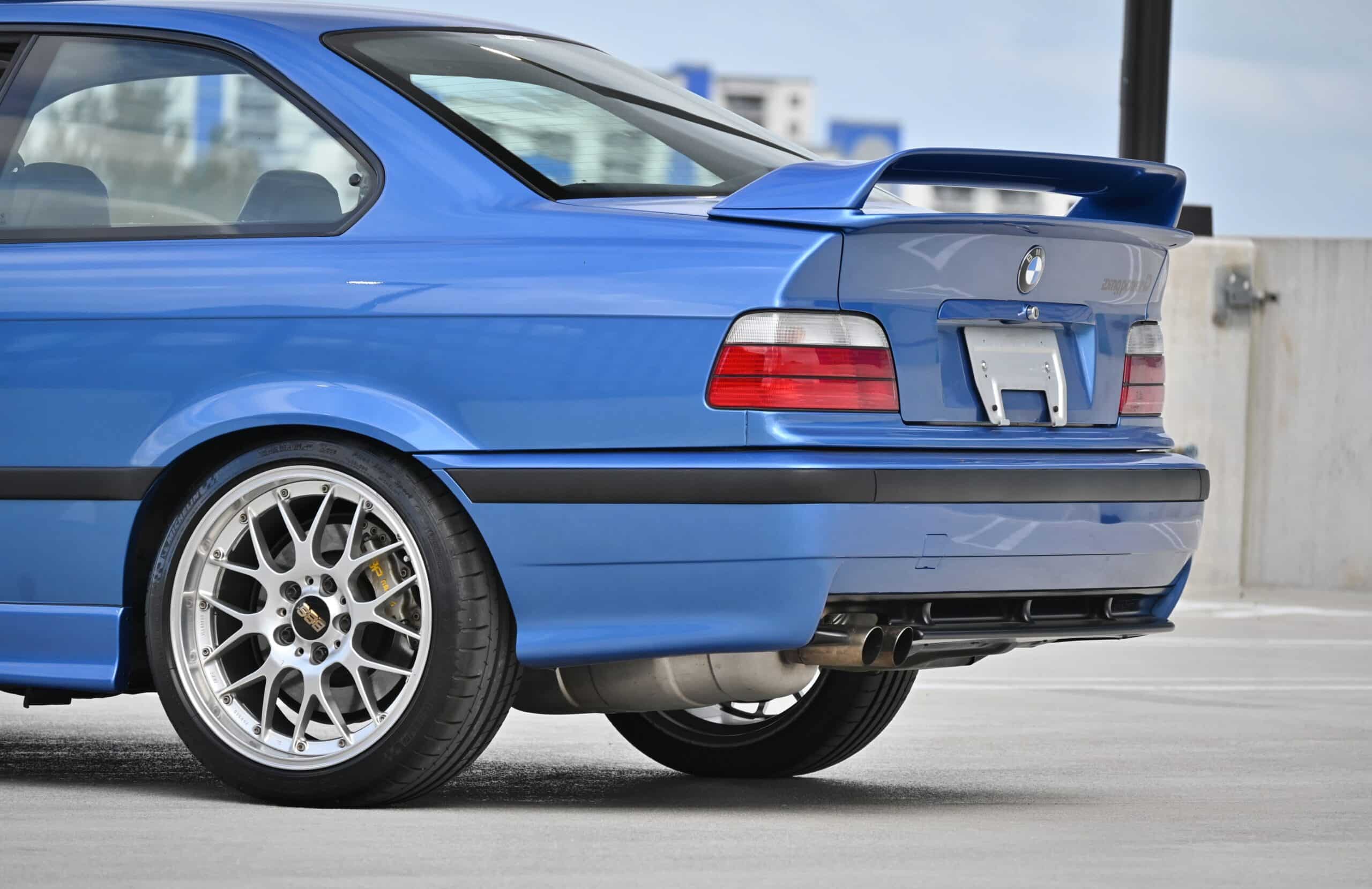 1996 BMW M3 Euro E36 6 Speed Original Estoril Blue Paint – iDing Power Modified – AP Racing brakes -51k Miles